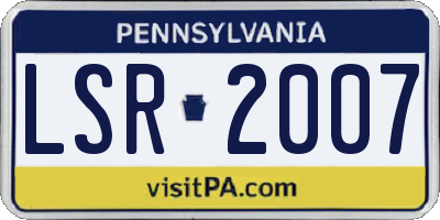 PA license plate LSR2007