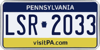 PA license plate LSR2033