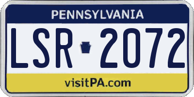 PA license plate LSR2072