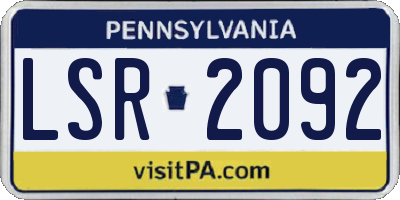 PA license plate LSR2092