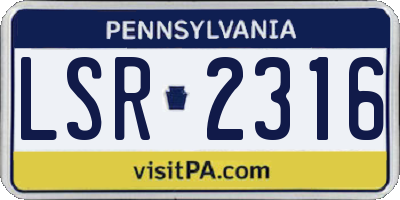 PA license plate LSR2316