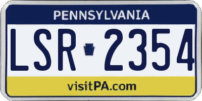 PA license plate LSR2354