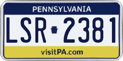 PA license plate LSR2381