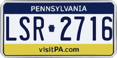 PA license plate LSR2716