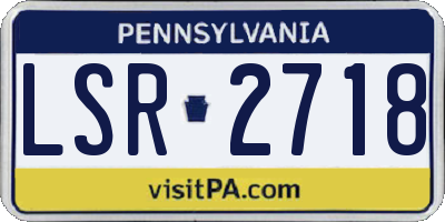 PA license plate LSR2718