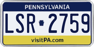 PA license plate LSR2759