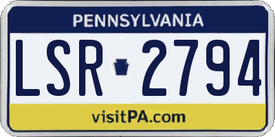 PA license plate LSR2794