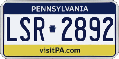 PA license plate LSR2892