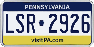PA license plate LSR2926