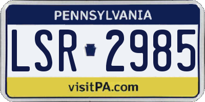 PA license plate LSR2985