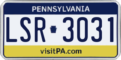 PA license plate LSR3031