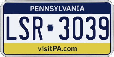 PA license plate LSR3039