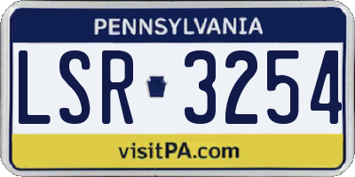 PA license plate LSR3254