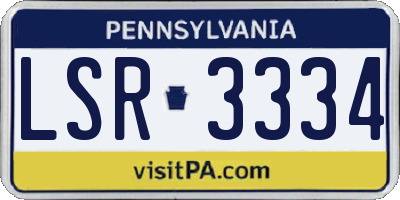 PA license plate LSR3334