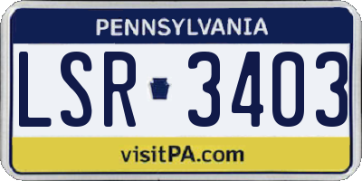 PA license plate LSR3403