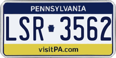 PA license plate LSR3562
