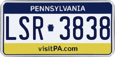 PA license plate LSR3838