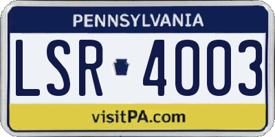 PA license plate LSR4003