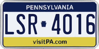 PA license plate LSR4016