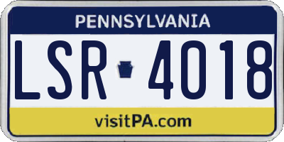 PA license plate LSR4018