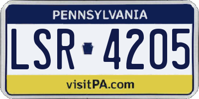PA license plate LSR4205