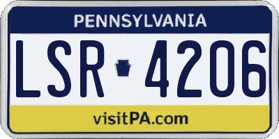 PA license plate LSR4206