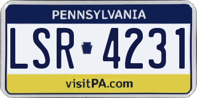 PA license plate LSR4231