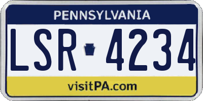 PA license plate LSR4234