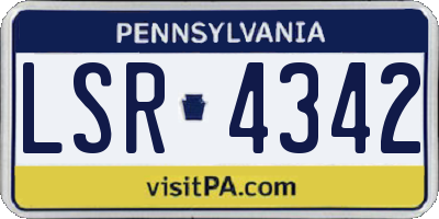PA license plate LSR4342