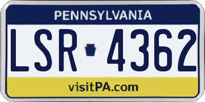 PA license plate LSR4362