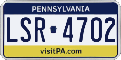 PA license plate LSR4702