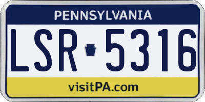 PA license plate LSR5316