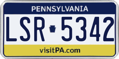 PA license plate LSR5342