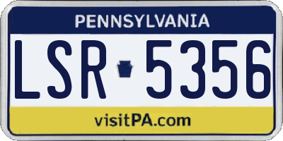 PA license plate LSR5356