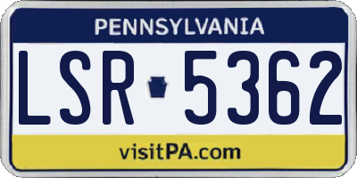 PA license plate LSR5362