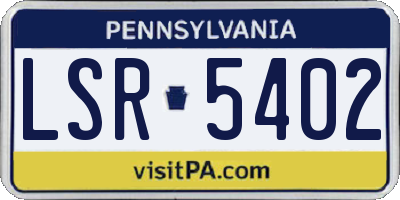 PA license plate LSR5402