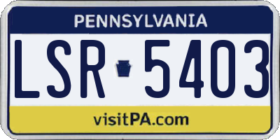 PA license plate LSR5403