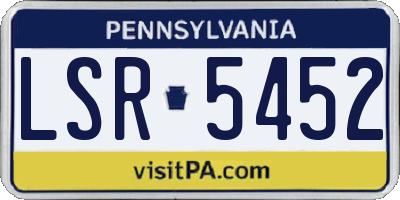 PA license plate LSR5452