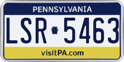 PA license plate LSR5463