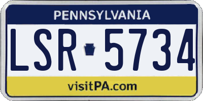 PA license plate LSR5734