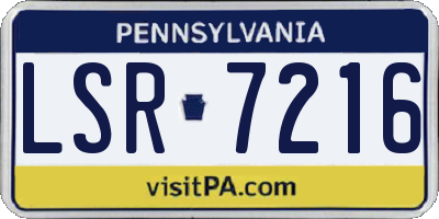PA license plate LSR7216