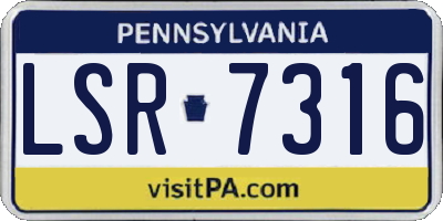 PA license plate LSR7316