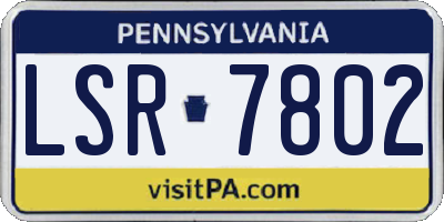 PA license plate LSR7802