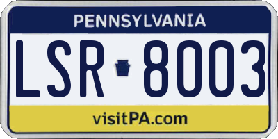 PA license plate LSR8003