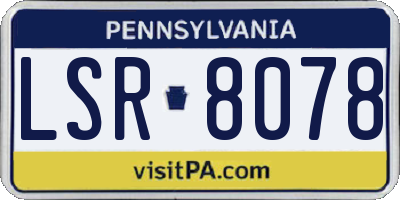 PA license plate LSR8078