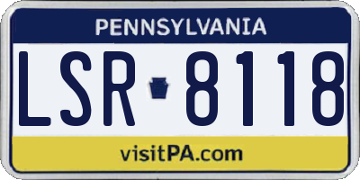 PA license plate LSR8118