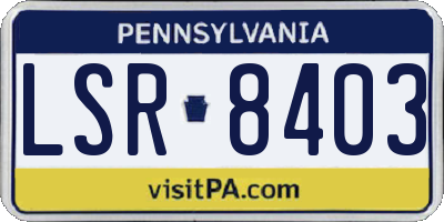 PA license plate LSR8403