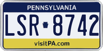 PA license plate LSR8742