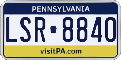 PA license plate LSR8840