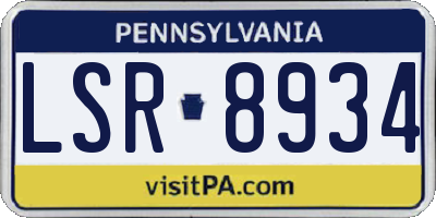 PA license plate LSR8934